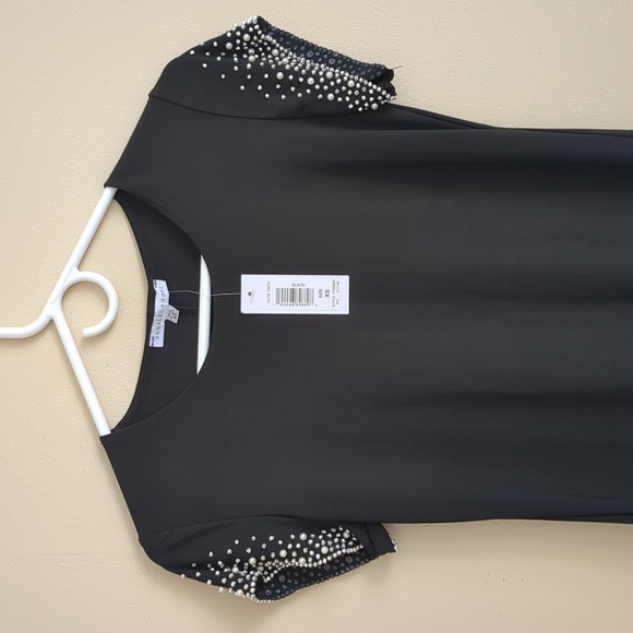 NWT Annalee + Hope XS Black Stretchy Dress with Blingy Sleeves - Picture 3 of 14